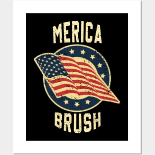 American Brush Vintage Retro 4th July Posters and Art